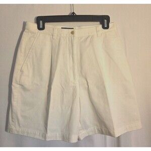 Lauren Ralph Lauren Womens White Cotton Shorts Size 8 Flat Front Chino Bermuda